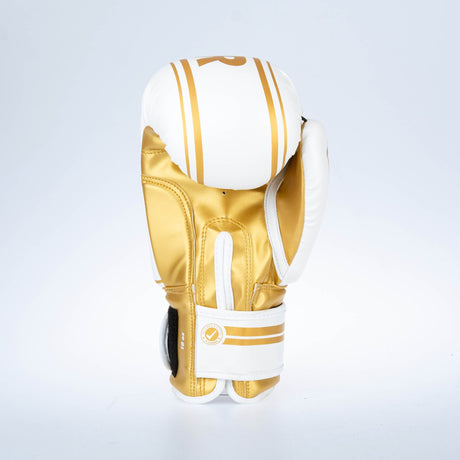 Guantes de boxeo de combate Stripe básico - blanco/oro