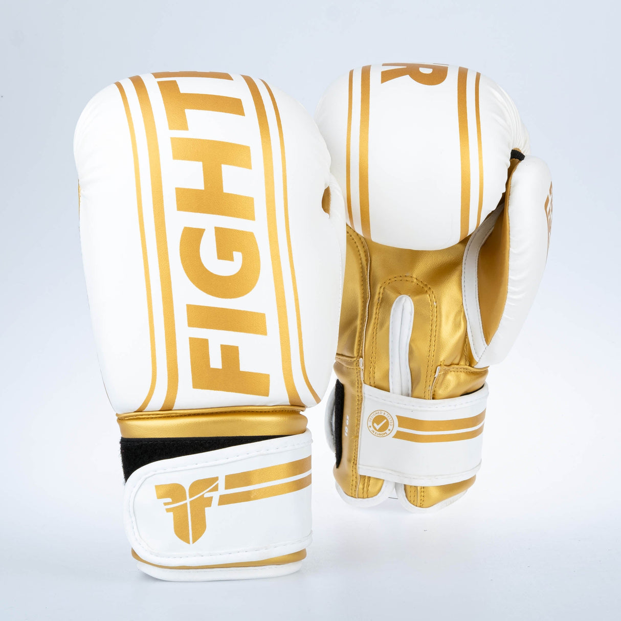 Fighter Boxhandschuhe Basic Stripe – weiß/gold
