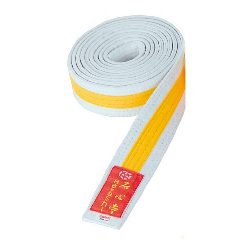 Ceinture HAYASHI pour arts martiaux - blanc/jaune, 052