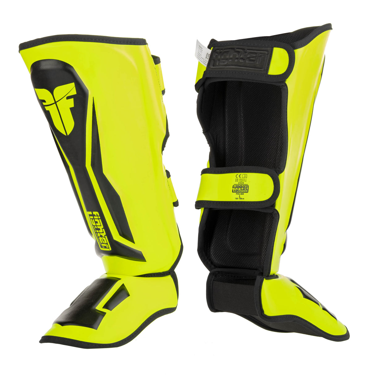 Fighter Shinguards Thai Ergo - neon yellow/black, FSG-004BNY