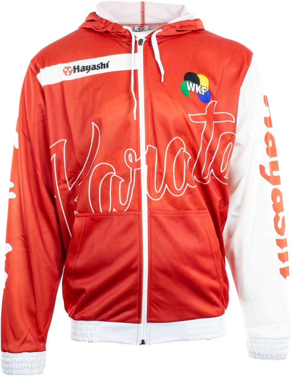 Sweat à capuche TOP TEN Karate WKF - rouge/blanc, 19341-41