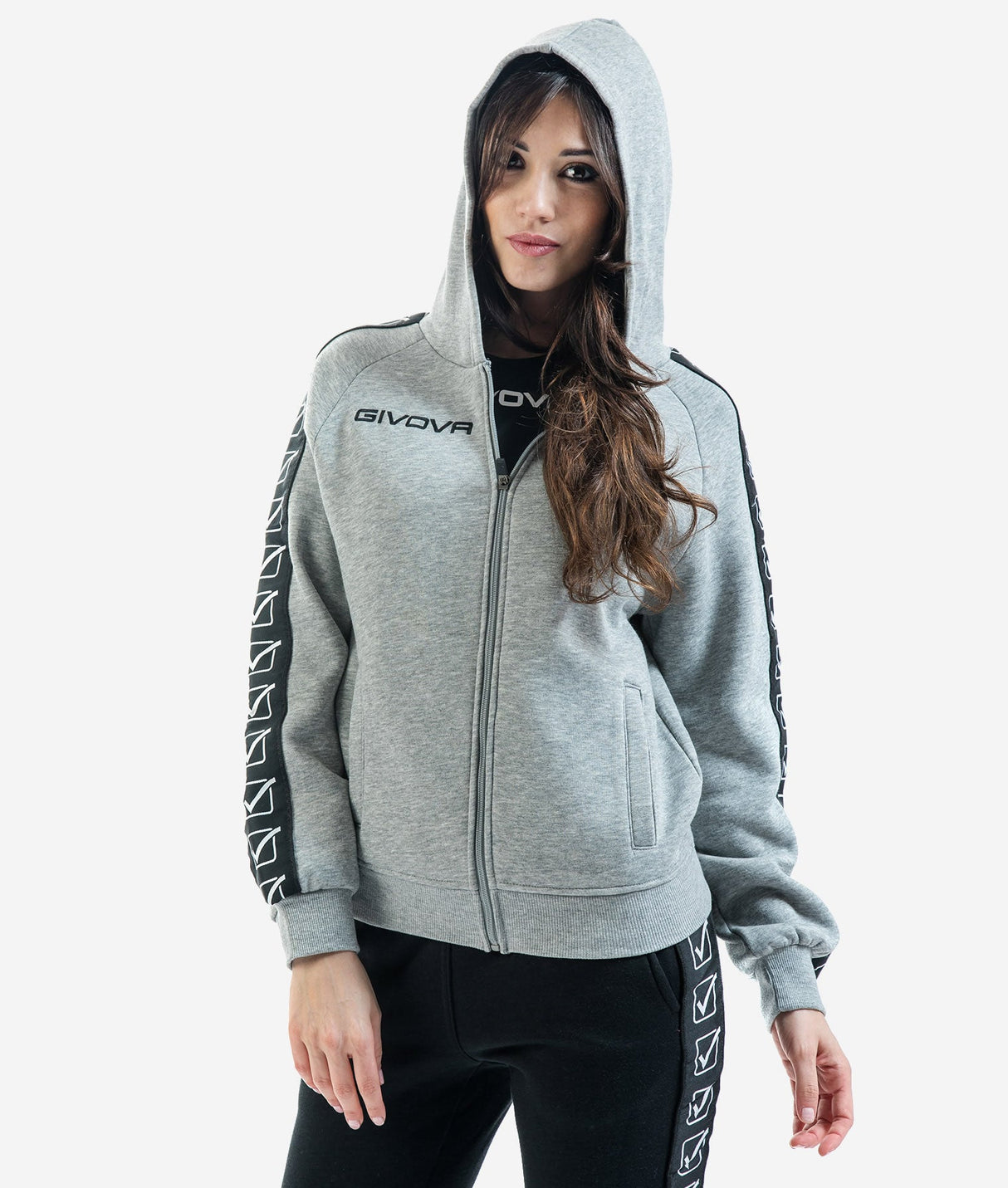 Línea de banda de sudadera con capucha de Givova - Gray, ba10gre