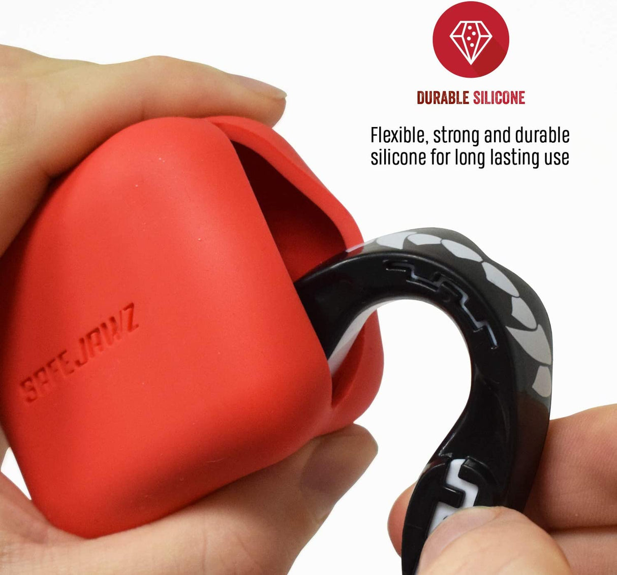 Case de silicona premium Safejawz para protector bucal - rojo