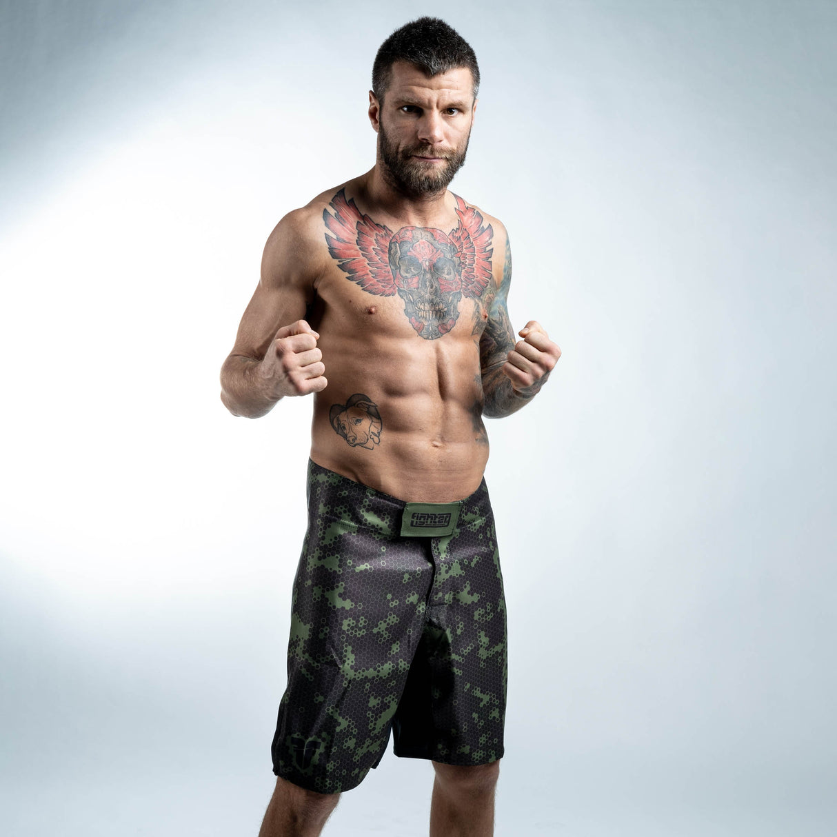 Short Fighter MMA - Nid d'abeille - vert, FSHM-14