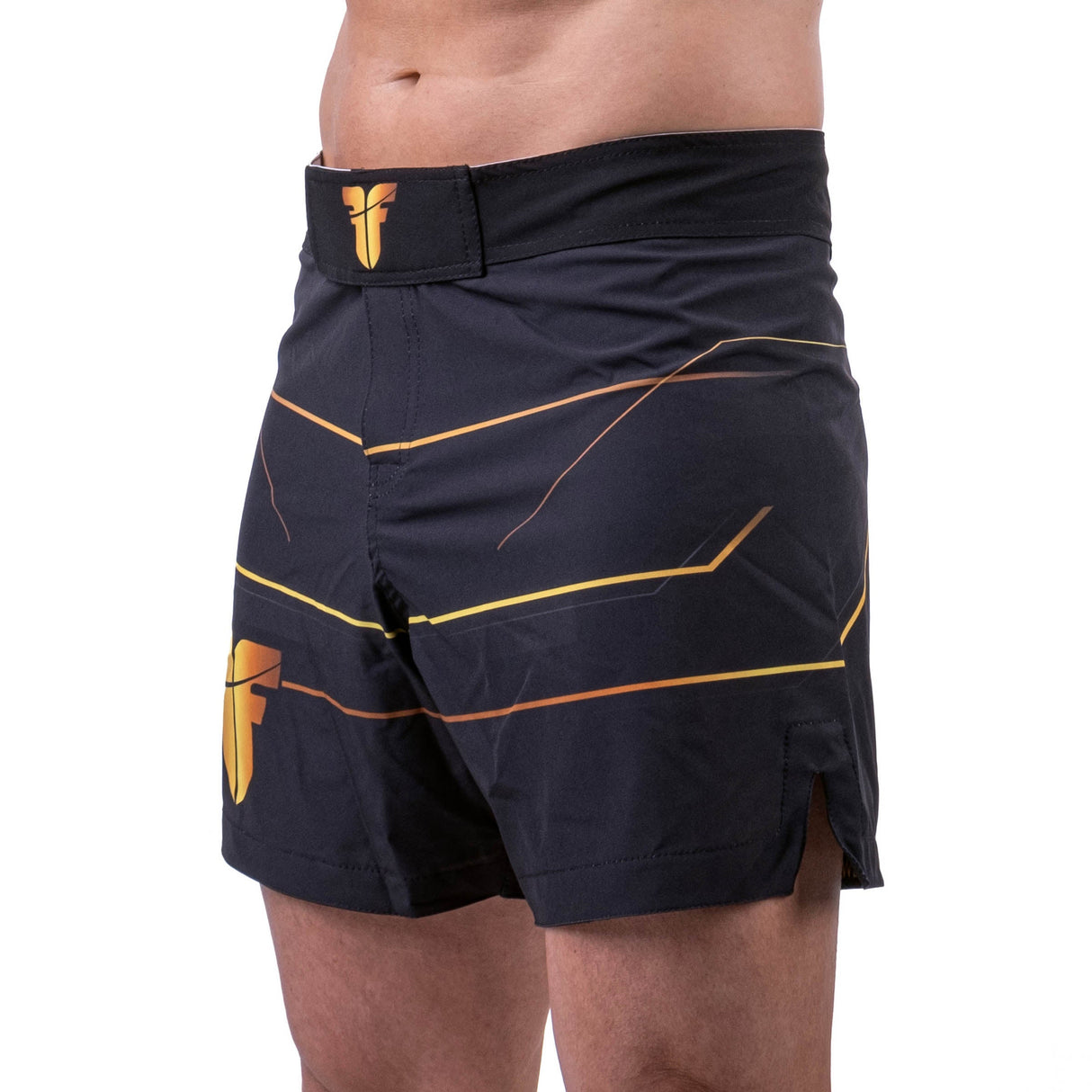 Short Fighter MMA Lines Gold - noir/or, FMMAS-LN-0212