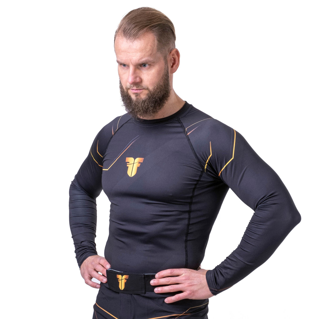 Fighter Rashguard Lines Gold - noir/or, FRSG-LNG