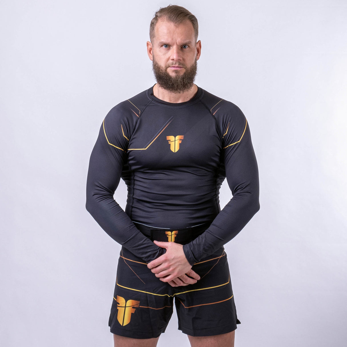 Fighter Rashguard Lines Gold - noir/or, FRSG-LNG