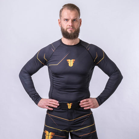 Fighter Rashguard Lines Gold - noir/or, FRSG-LNG