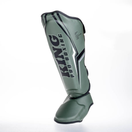 King Pro Boxing Shin Guards THOR - khaki/silver