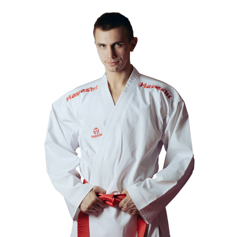 Hayashi kumite kimono flexz wkf aprobado - blanco/rojo, 043-14