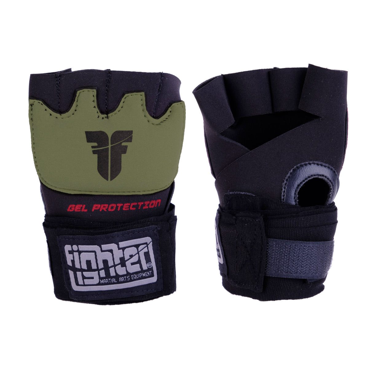Fighter Strap Gel Hand-Wraps - black/khaki, FGW-001BK
