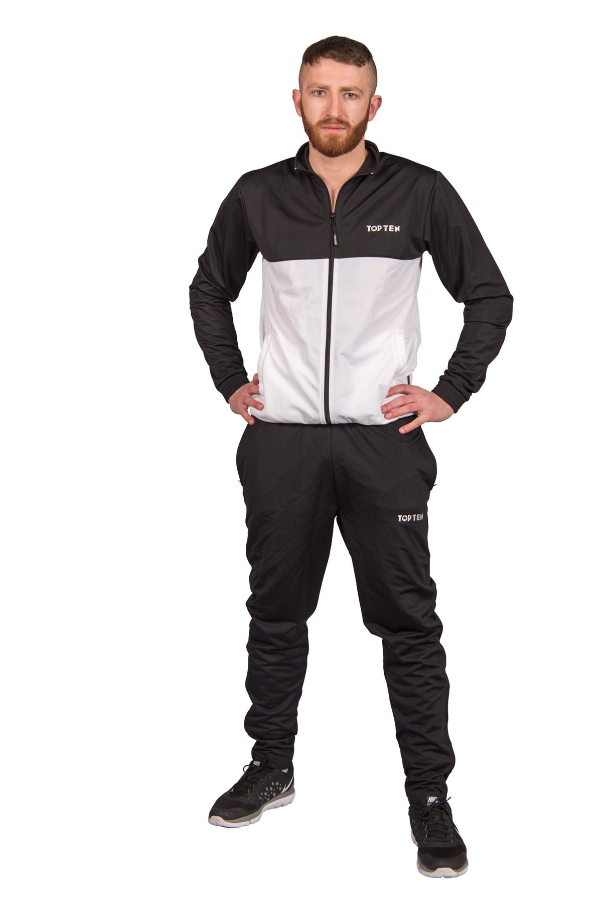 Fitnessanzug TOP TEN Slim Fit – schwarz/weiß, 7721-91