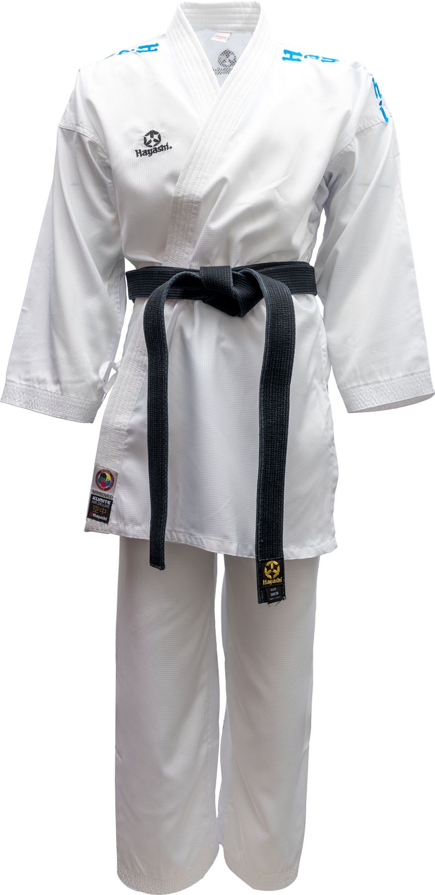 Hayashi kumite kimono AirDeluxe - Approuvé WKF, blanc/bleu, 0474-11