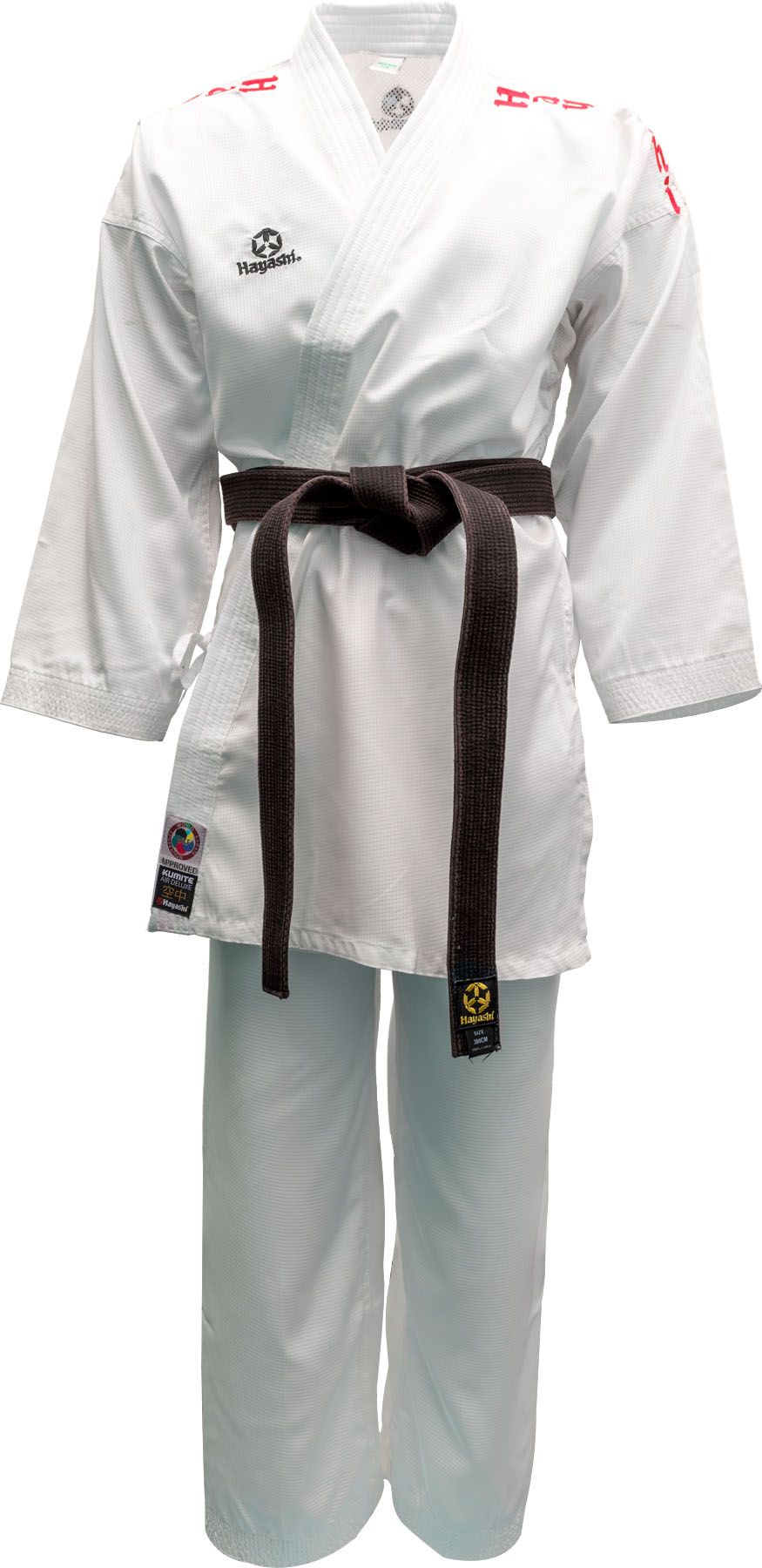 Hayashi kumite kimono AirDeluxe - Approuvé WKF, blanc/rouge, 0474-11