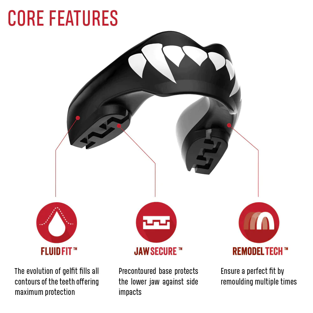 SAFEJAWZ® ORTHO SERIES „Fangz” Mundschutz für Zahnspangen – schwarz