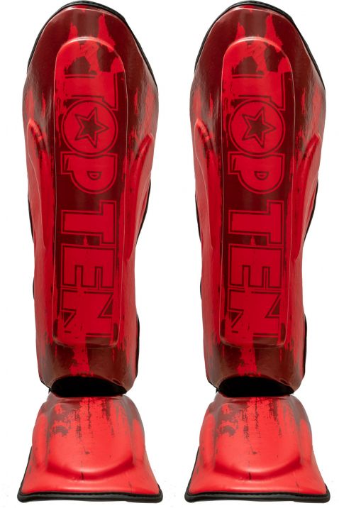 Top Ten Shin e Instep Guard "Power Ink" - Red