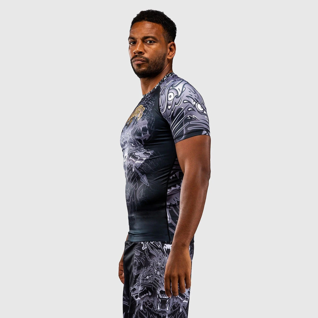 Venum Wolf Atak Short Sleeve Rashguard – Black/Grey, VENUM-06077-109