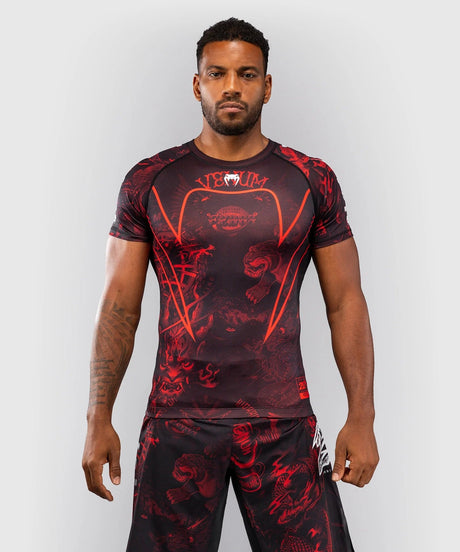 Venum 20th Anniversary Short Sleeve Rashguard - Black/Red, VENUM-06100-100