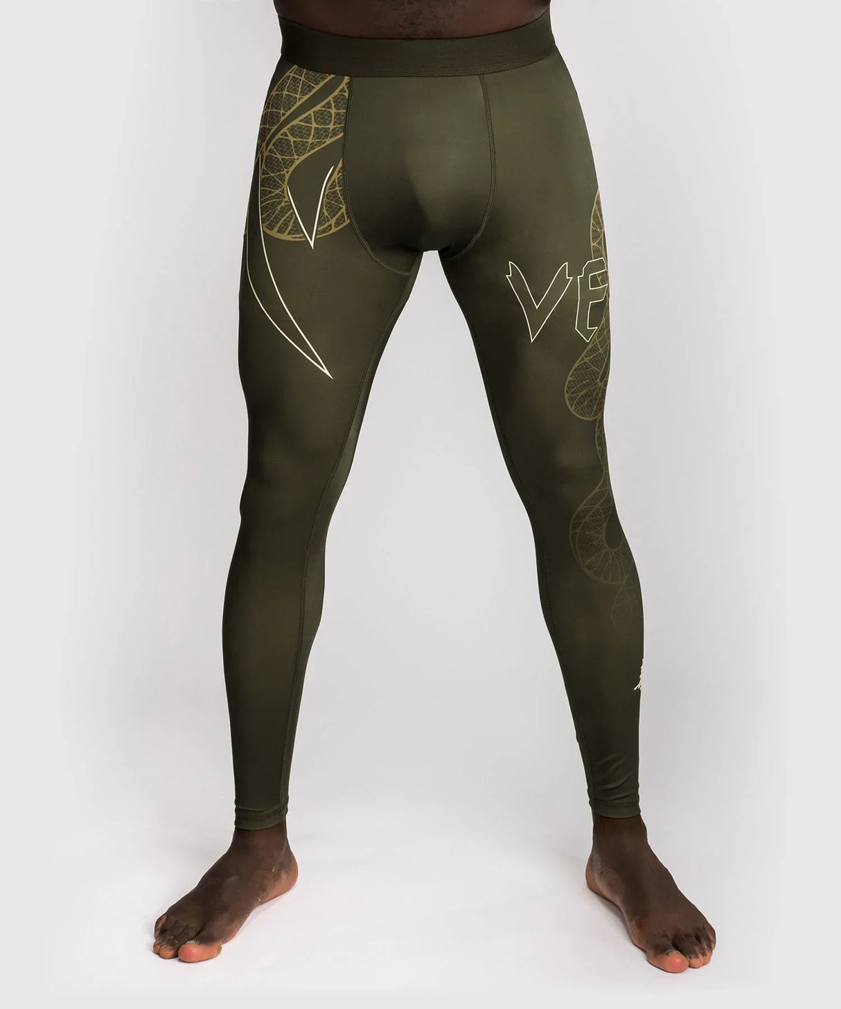 Venum Serpenti Herren-Kompressionsleggings – Khaki/Gold, VENUM-05752-590