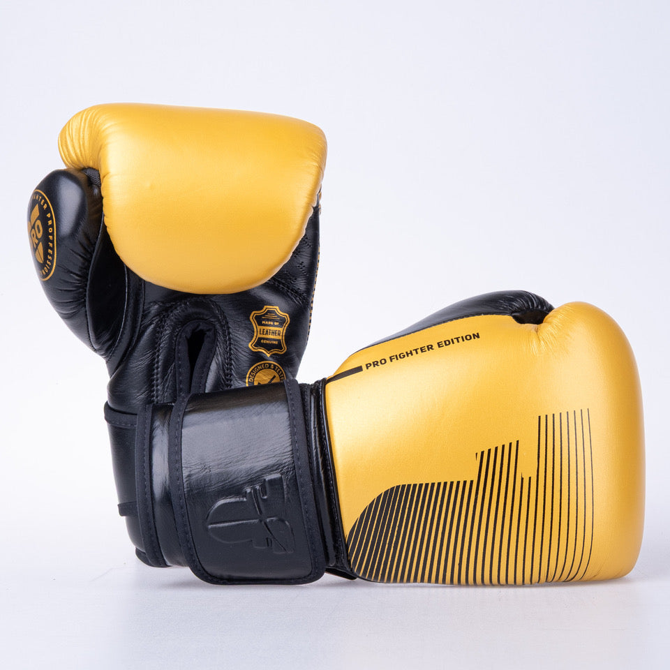 Fighter Pro Boxing Gloves – gold/black, FBG-PRO-005