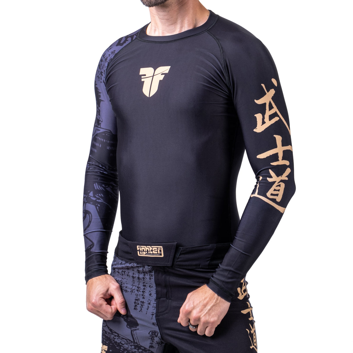 Rashguard de combat Samurai à manches longues - noir/or, FRSG-SAM-01-LS