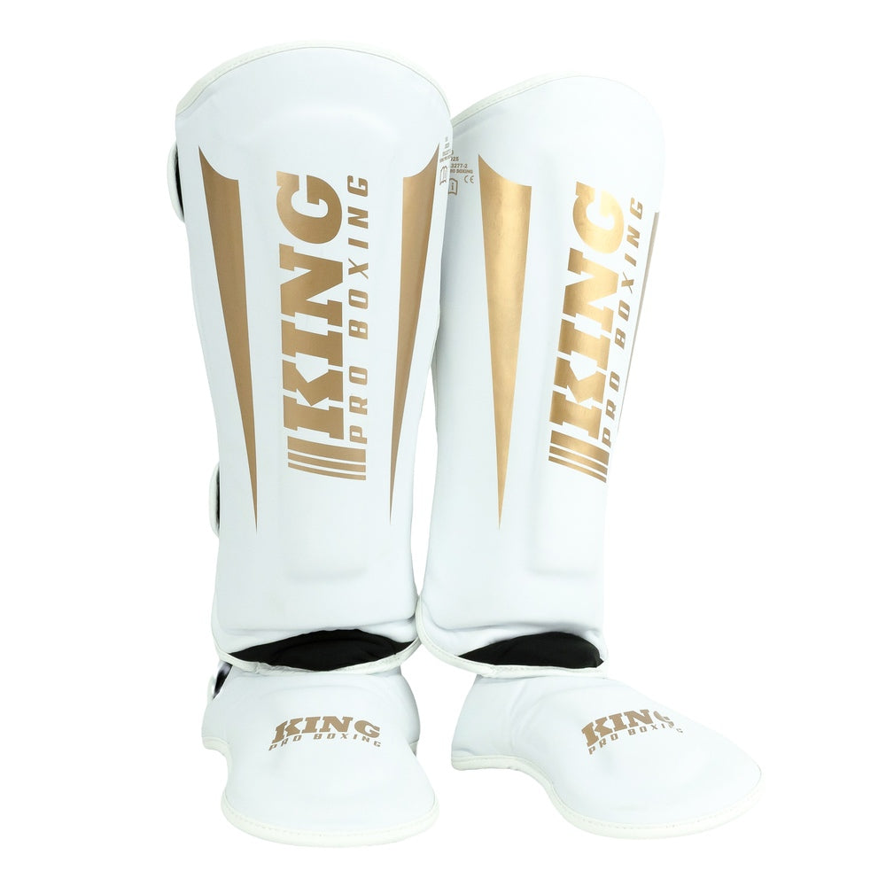 Espinilleras King Pro Boxing REVO 9 – Blanco/Dorado, KPB/SG REVO 9