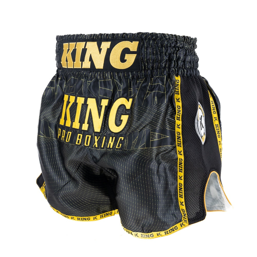 King Muay Thai Shorts – Black/Gold, KP08
