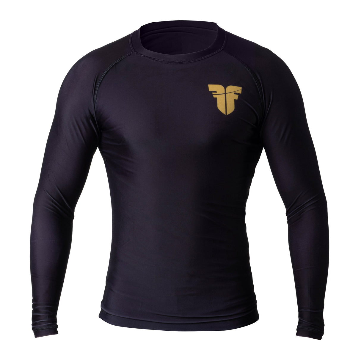 Long Sleeve Rash Guard Fighter - black/gold, RSG-PLN-LS-01
