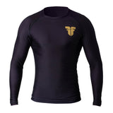 Long Sleeve Rash Guard Fighter - black/gold, RSG-PLN-LS-01