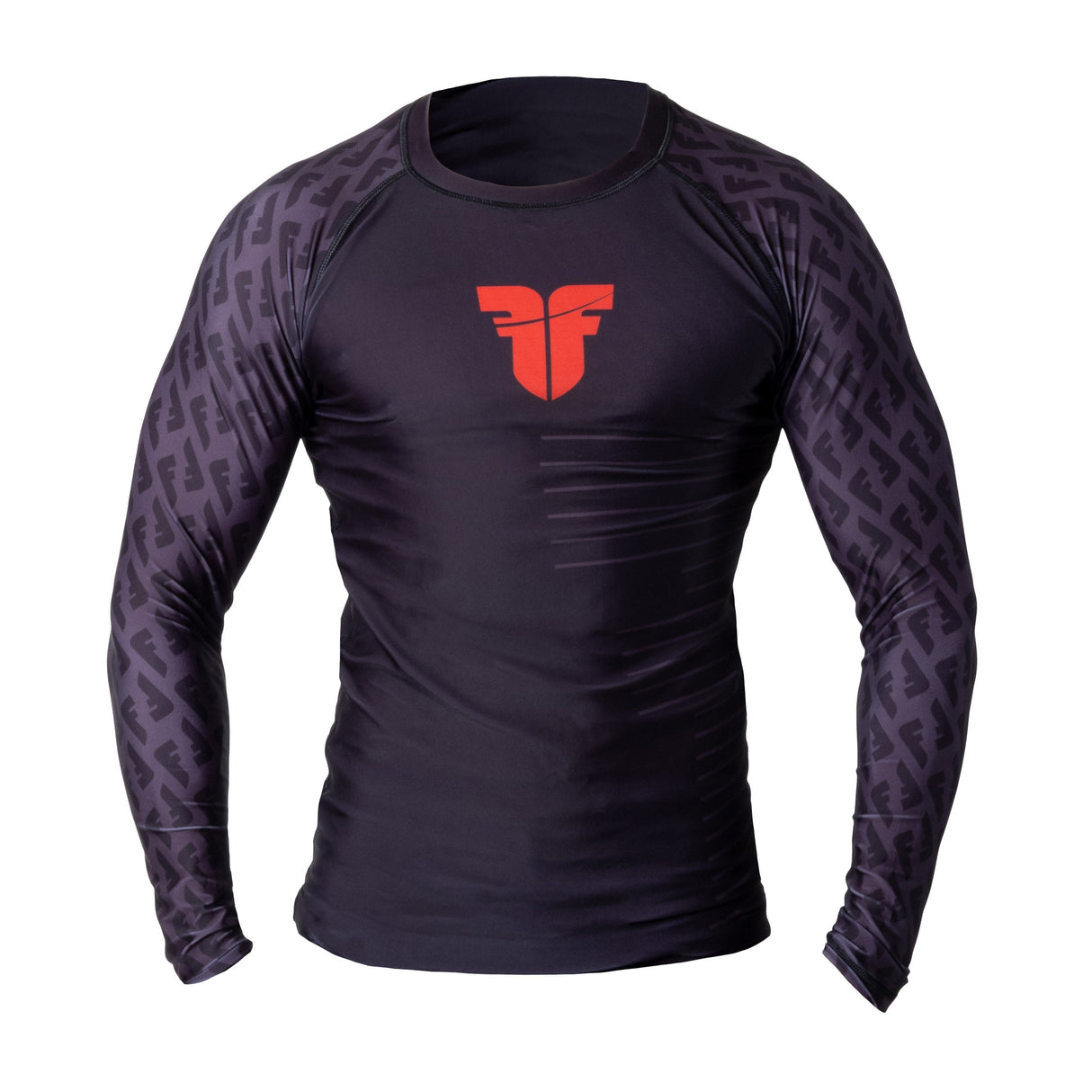 Long Sleeve Rash Guard Fighter - black/red, RSG-PRO-LS-01