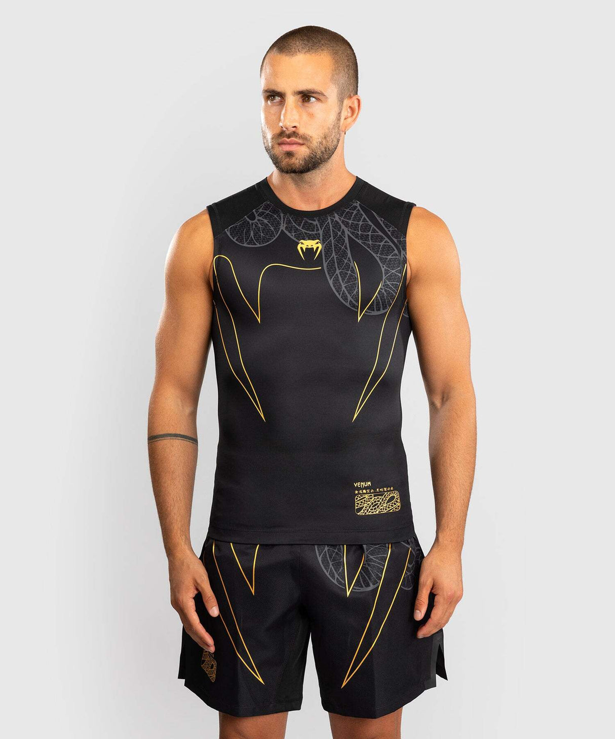 Venum Serpenti Men's Sleeveless Rashguard Tank Top – Black/Gold, VENUM-05748-109