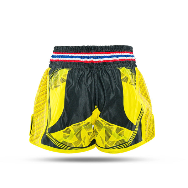 King Classic Muay Thai Shorts - yellow/black,  KPB FLAG 3