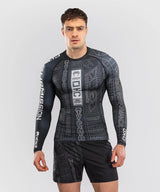 Venum Karate Combat Long Sleeve Rashguard - Black/Grey, VENUM-06227-109