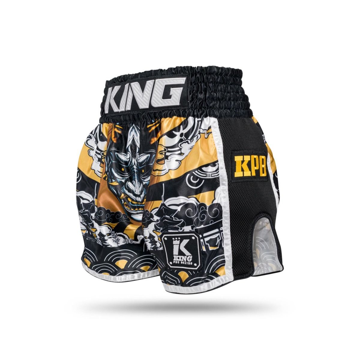 Short King Muay Thai HANYA - noir/jaune, KPB/HANYA GD