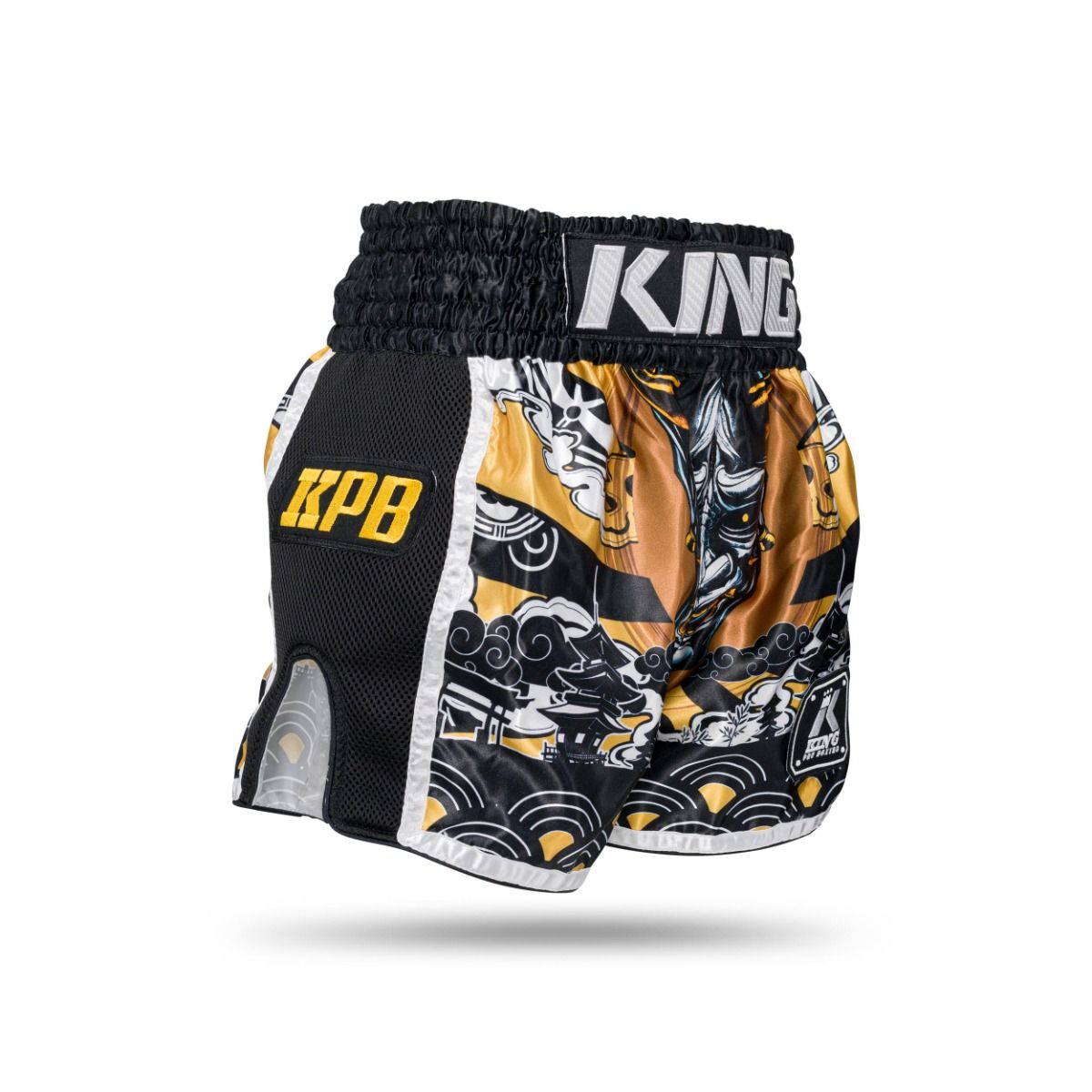 Short King Muay Thai HANYA - noir/jaune, KPB/HANYA GD