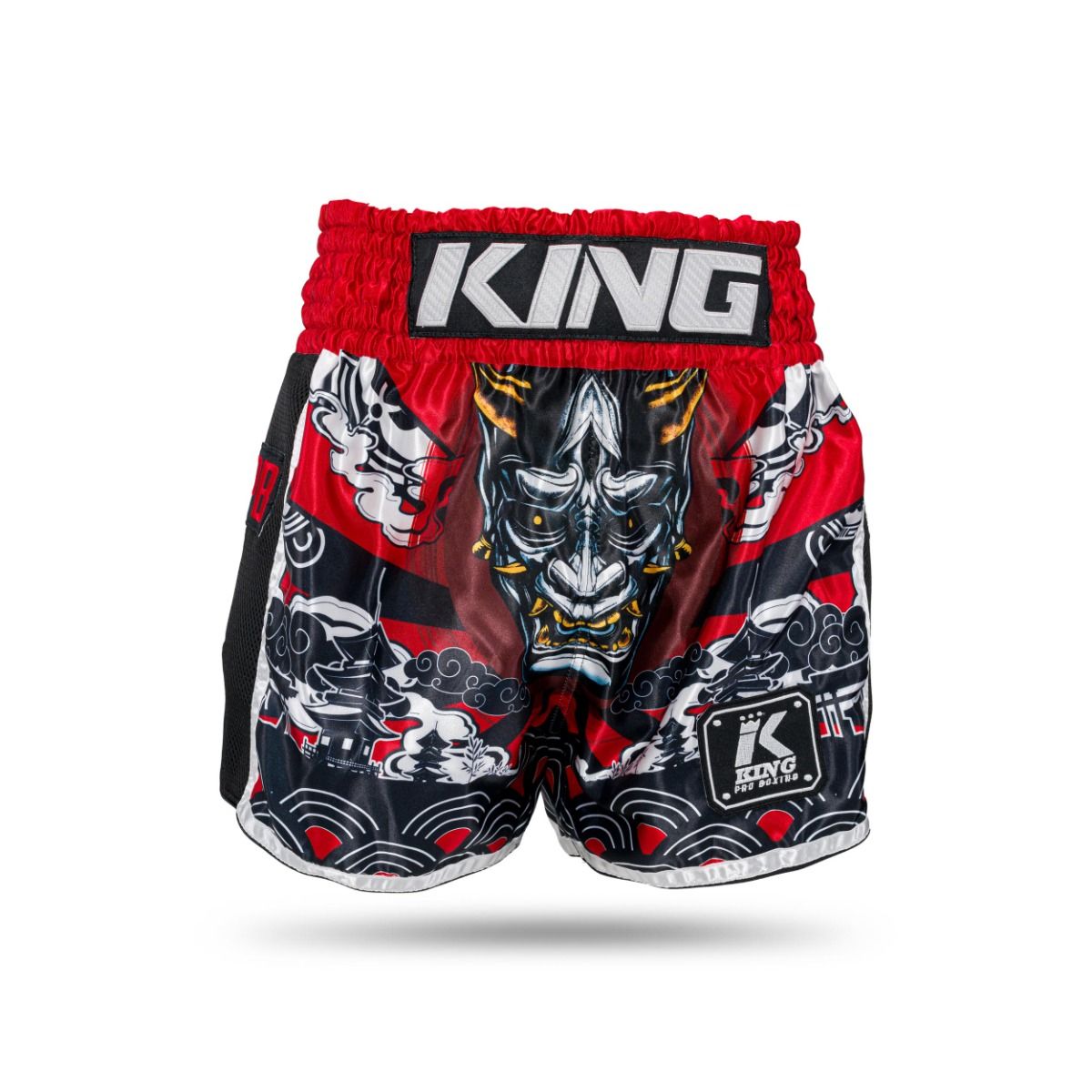 King Muay Thai Shorts Hanya - Negro/Rojo, KPB/Hanya Rd
