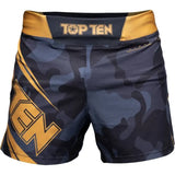 Top Ten Black Force Camo MMA Shorts – Black/Gold, 18154-99