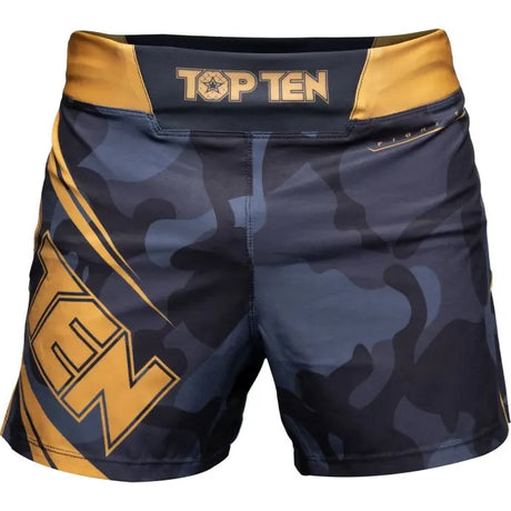 Top Ten Black Force Camo MMA Shorts – Black/Gold, 18154-99