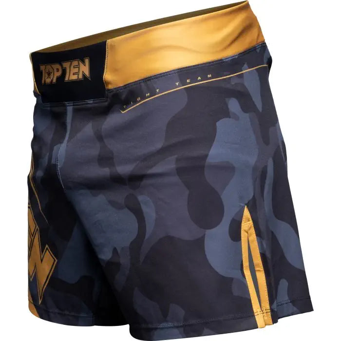 Top Ten Black Force Camo MMA Shorts – Black/Gold, 18154-99
