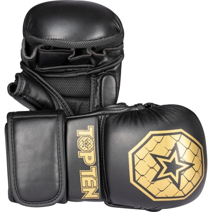 TOP TEN Contender MMA-Handschuhe – Schwarz/Gold – 23342-9 – Fighters Europe