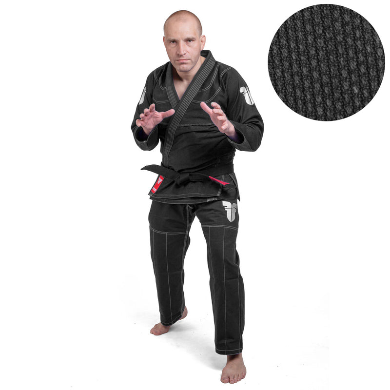 Fighter BJJ Kimono Rice Straw - black, BJJBL-09