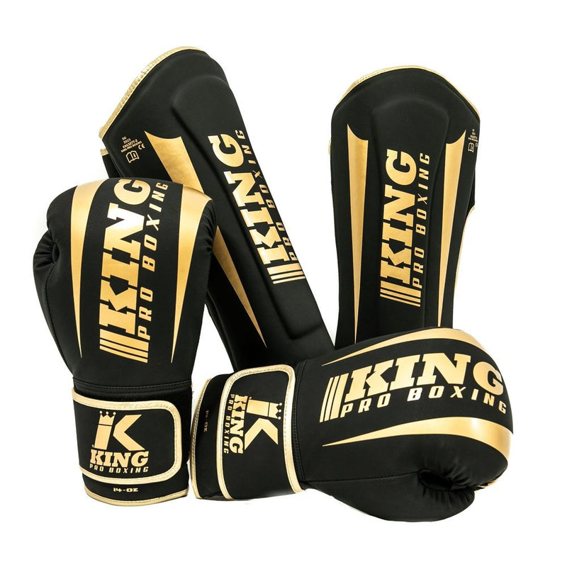 King Pro Boxing Shin Guards Revo 6 - black/gold