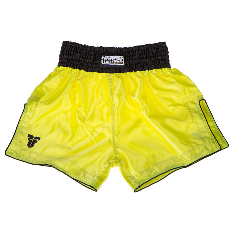 Fighter Thai Trunks Bangkok Plain - neon yellow/black, FP08