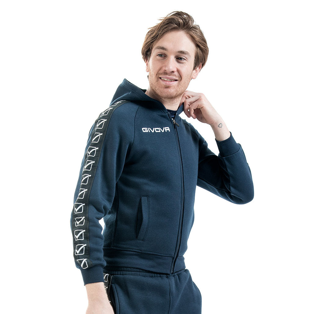 Sudadera con capucha de línea de banda de Givova - Azul, Ba10blu