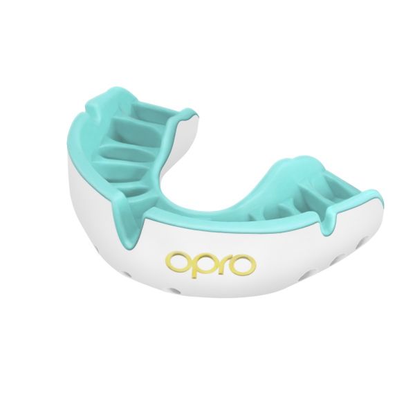 Mouthguard - OPRO - GOLD level Junior - white/blue, 002227009