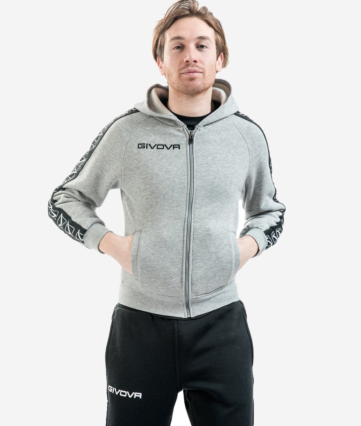 Línea de banda de sudadera con capucha de Givova - Gray, ba10gre