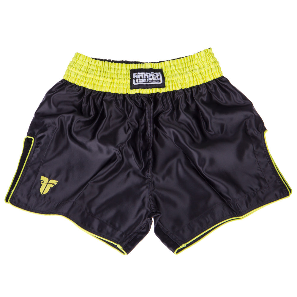 Fighter Thai Trunks Bangkok Plain - black/neon yellow, FP10