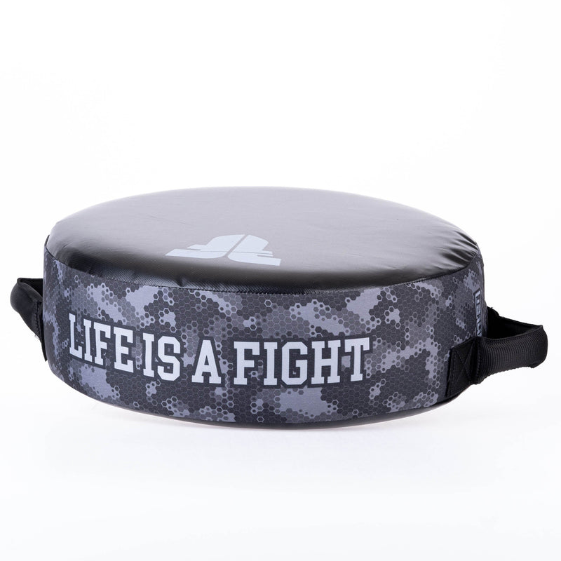 Products Fighter Round Shield - Life Is A Fight - Grey Camo, FKSH-33