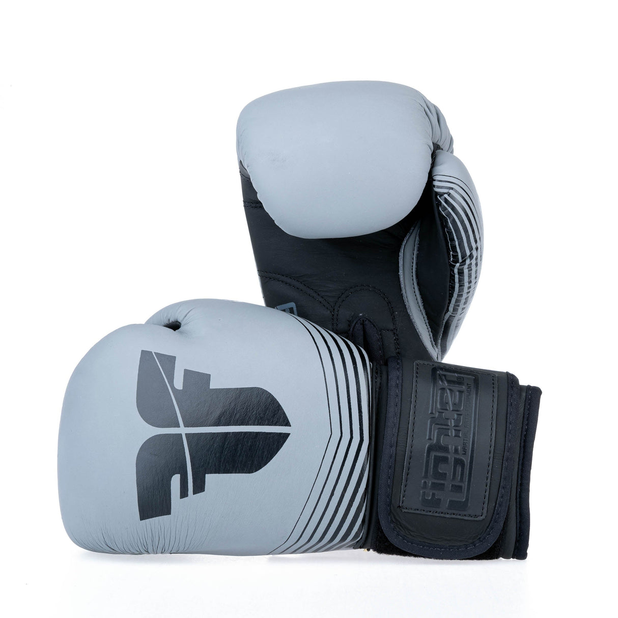 Guantes de boxeo de combate rayas divididas - gris/negro