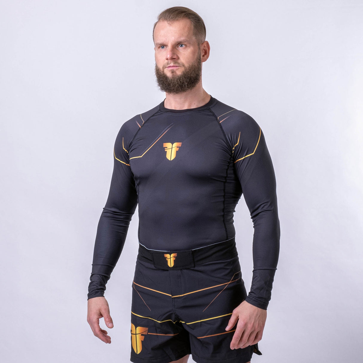 Fighter Rashguard Lines Gold - noir/or, FRSG-LNG